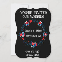 INVITATIONS MODERNES DE MARIAGE FLORALE NOIR