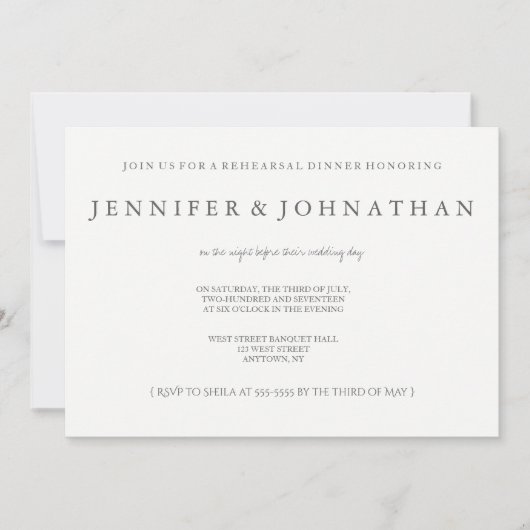Invitations modernes de répétition grise et blanch (Devant)