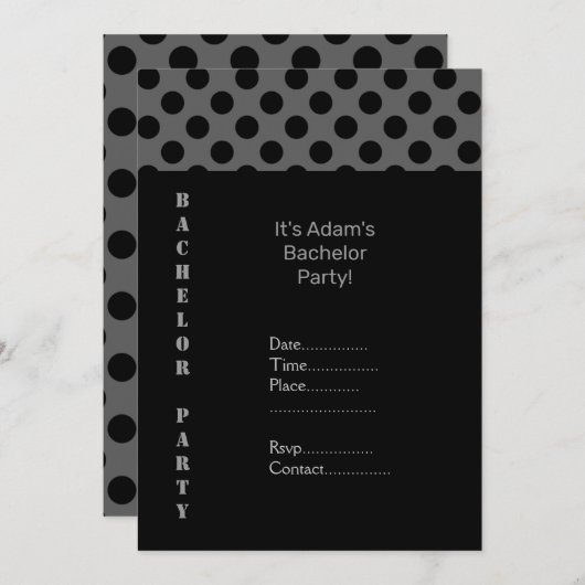 INVITATIONS MODERNES DU PARTI BACHELOR PAR I DO DE (Devant / Derrière)