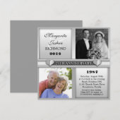 invitations modernes élégantes argent 25e annivers (Devant / Derrière)