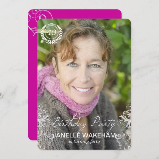 Invitations modernes élégantes d'anniversaire de (Devant / Derrière)