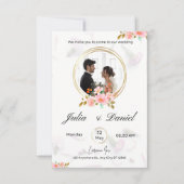 invitations modernes mariage blanc (Devant)