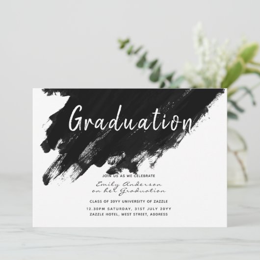 Invitations modernes - Peinture noir blanc (Debout devant)