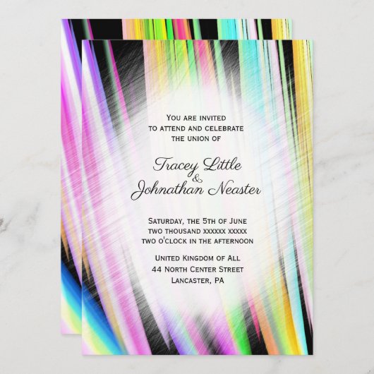 Invitations modernes Rainbow Art Wedding (Devant / Derrière)