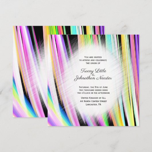 Invitations modernes Rainbow Art Wedding (Devant / Derrière)