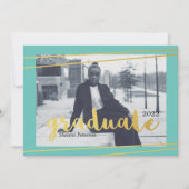 Invitations modernes Turquoise, Gold et White (Devant)