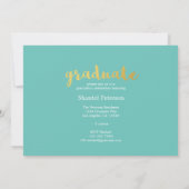 Invitations modernes Turquoise, Gold et White (Dos)