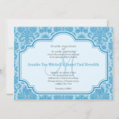 Invitations Monogram M Blue Mariage damassé (Devant)