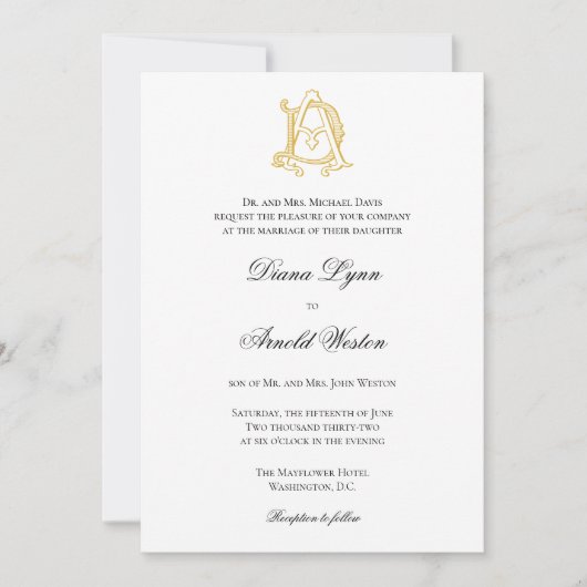 Invitations monogramme AD ou monogramme DA (Devant)