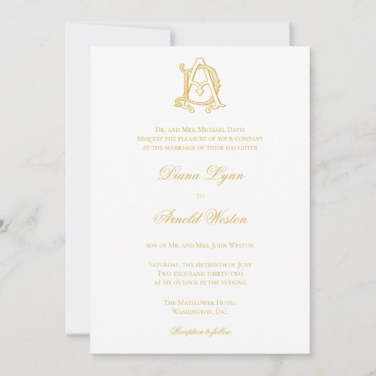 Invitations monogramme AD ou monogramme DA (Devant)
