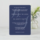 Invitations Monogrammed Round Marine Blue Wedding (Debout devant)
