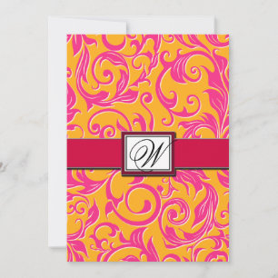 Invitations Monogrammes Damask Orange & Pink Weddi