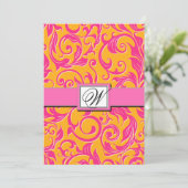Invitations Monogrammes Damask Orange & Pink Weddi (Debout devant)
