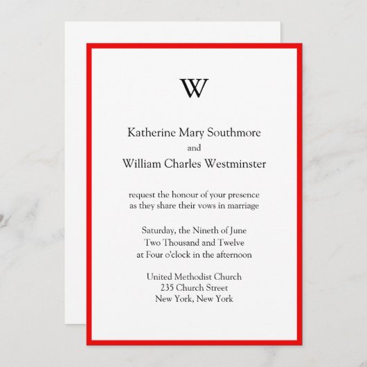 Invitations Monogrammes de mariage abordables (Devant / Derrière)