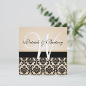 Invitations Monogrammes Ivory et Black Mariage dam (Debout devant)