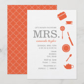 Invitations Monogrammes Orange Bridal Shower (Devant / Derrière)