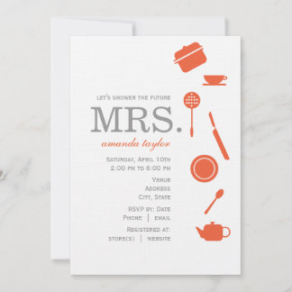 Invitations Monogrammes Orange Bridal Shower