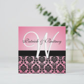 Invitations Monogrammes Pink & Black Mariage damas (Debout devant)