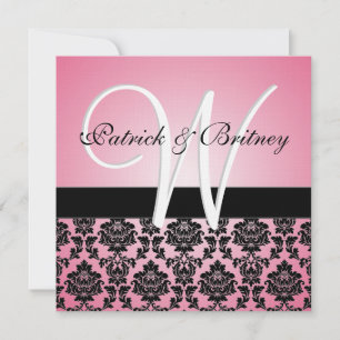 Invitations Monogrammes Pink & Black Mariage damas