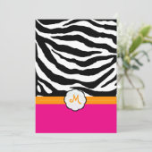 Invitations Monogrammes/Pink Hot/Orange/Zebra Wedd (Debout devant)