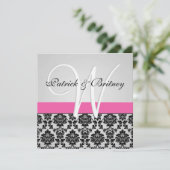 Invitations Monogrammes Pink & Silver Mariage dama (Debout devant)