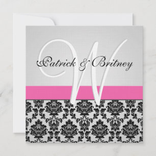 Invitations Monogrammes Pink & Silver Mariage dama