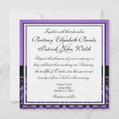 Invitations Monogrammes Purple & Black Mariage dam (Dos)