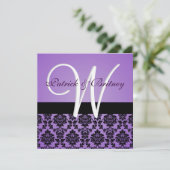 Invitations Monogrammes Purple & Black Mariage dam (Debout devant)