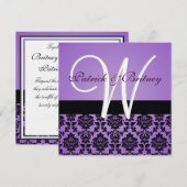 Invitations Monogrammes Purple & Black Mariage dam (Devant / Derrière)