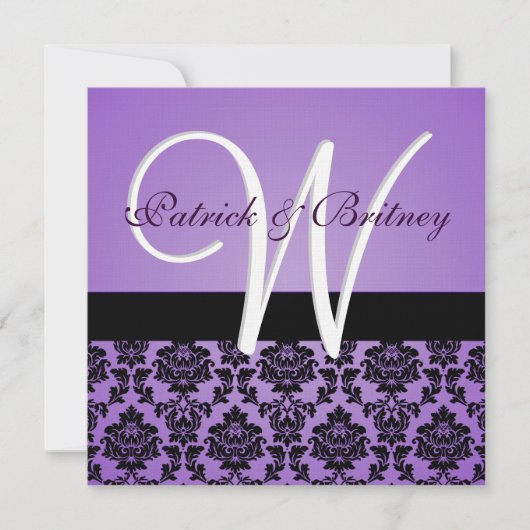 Invitations Monogrammes Purple & Black Mariage dam (Devant)