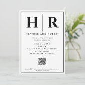 Invitations Monogrammes Simple Avec Code QR (Debout devant)