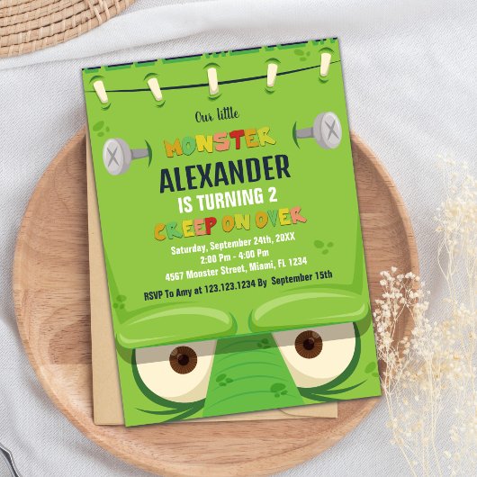 Invitations Monster Anniversaire, Monster Vert