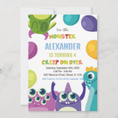 Invitations Monster Anniversaire, Monsters (Devant)