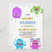 Invitations Monster Anniversaire Vert (Devant)