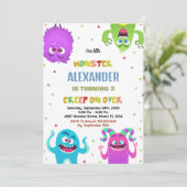 Invitations Monster Anniversaire Vert (Debout devant)