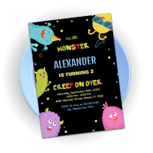 Invitations Monster Anniversaire Vert clair Noir