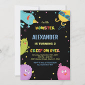 Invitations Monster Anniversaire Vert clair Noir (Devant)