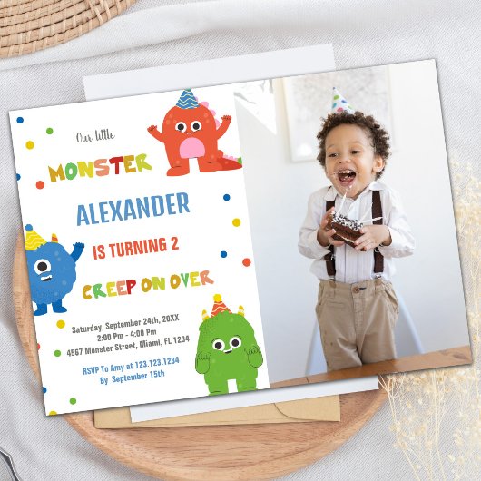 Invitations Monster Birthday avec photo