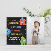 Invitations Monster Birthday avec photo (Debout devant)