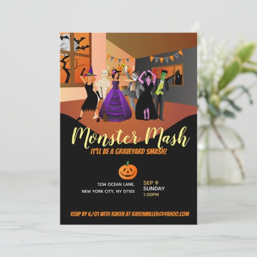 Invitations Monster Mash (Debout devant)