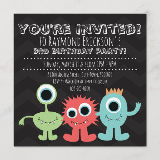 Invitations Monster Theme Anniversaire Fête