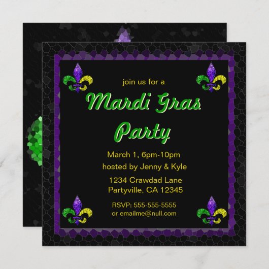 Invitations Mosaic Fleur-de-lis (Devant / Derrière)