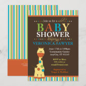 Invitations multicolores de baby shower de girafe (Devant / Derrière)