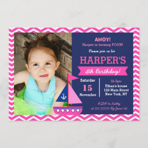Invitations nautiques d'anniversaire de fille