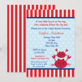 Invitations nautiques de baby shower de crabe (Devant / Derrière)