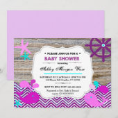 Invitations nautiques de bébé de baleines (Devant / Derrière)