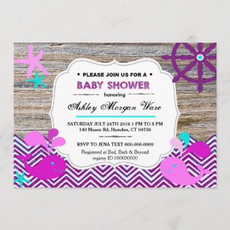 Invitations nautiques de bébé de baleines