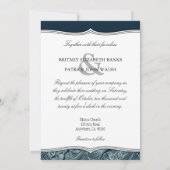 Invitations nautiques de bleu marine et blanches (Dos)