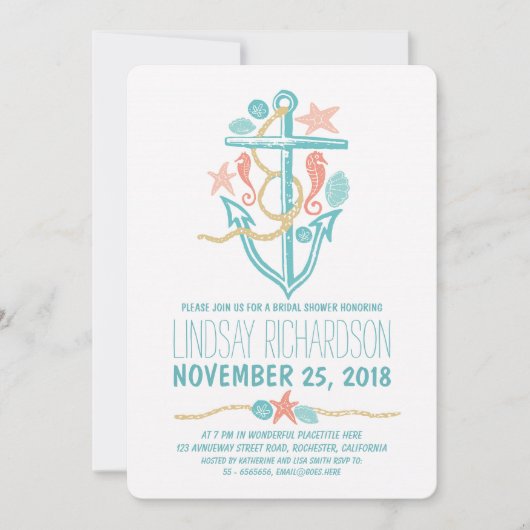 Invitations nautiques de douche nuptiale (Devant)