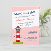 Invitations nautiques de douches pour bébés| phare (Debout devant)